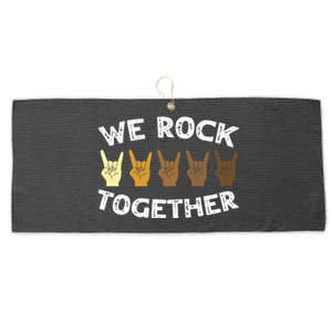 Funny We Rock Together Rocker Skeleton Hand Large Microfiber Waffle Golf Towel