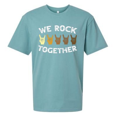 Funny We Rock Together Rocker Skeleton Hand Sueded Cloud Jersey T-Shirt