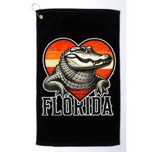 Florida Women Retro Florida Gator Heart Platinum Collection Golf Towel