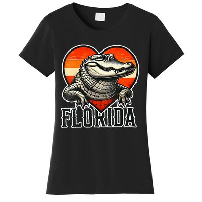 Florida Women Retro Florida Gator Heart Women's T-Shirt