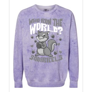 Funny Who Run The World? Squirrel Gift For Chipmunks Lovers Gift Colorblast Crewneck Sweatshirt