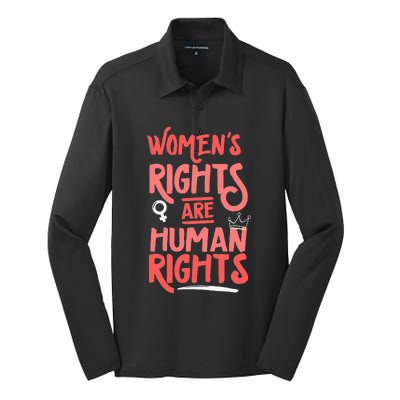 Feminist Women Rights Are Human Rights Silk Touch Performance Long Sleeve Polo