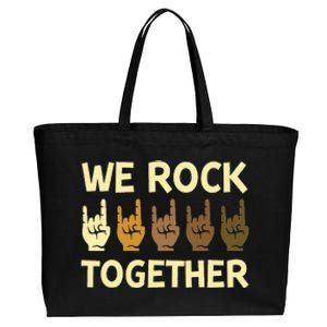 Funny We Rock Together Hands Rock Lovers Cotton Canvas Jumbo Tote