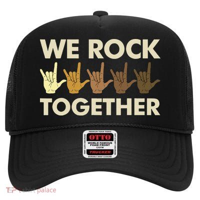 Funny We Rock Together High Crown Mesh Back Trucker Hat