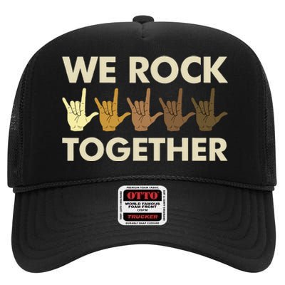 Funny We Rock Together High Crown Mesh Back Trucker Hat