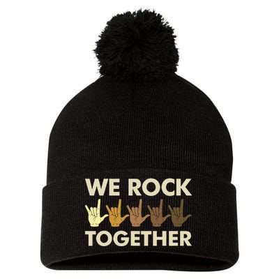 Funny We Rock Together Pom Pom 12in Knit Beanie