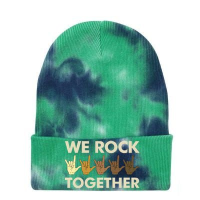 Funny We Rock Together Tie Dye 12in Knit Beanie