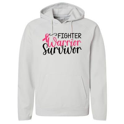 Fighter Warrior Survivor Breast Cancer Performance Fleece Hoodie