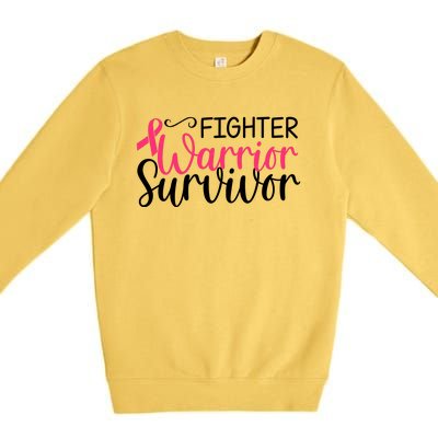 Fighter Warrior Survivor Breast Cancer Premium Crewneck Sweatshirt