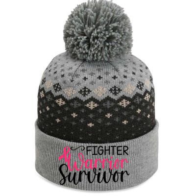 Fighter Warrior Survivor Breast Cancer The Baniff Cuffed Pom Beanie