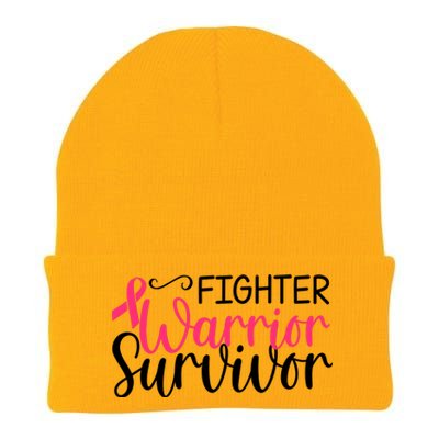 Fighter Warrior Survivor Breast Cancer Knit Cap Winter Beanie