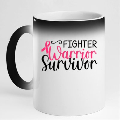 Fighter Warrior Survivor Breast Cancer 11oz Black Color Changing Mug