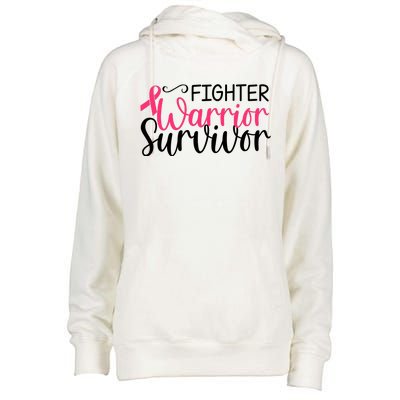 Fighter Warrior Survivor Breast Cancer Womens Funnel Neck Pullover Hood