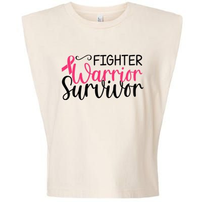 Fighter Warrior Survivor Breast Cancer Garment-Dyed Women's Muscle Tee