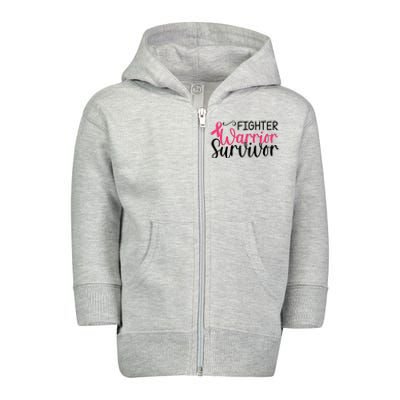 Fighter Warrior Survivor Breast Cancer Toddler Zip Fleece Hoodie