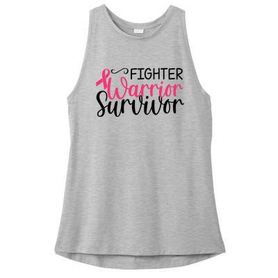 Fighter Warrior Survivor Breast Cancer Ladies PosiCharge Tri-Blend Wicking Tank