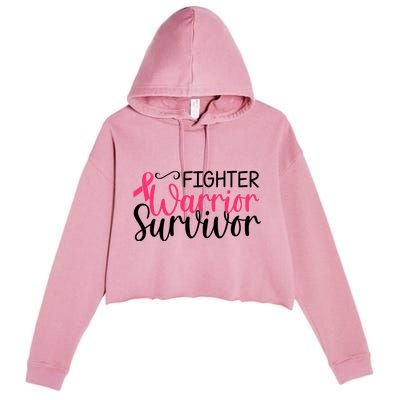 Fighter Warrior Survivor Breast Cancer Crop Fleece Hoodie