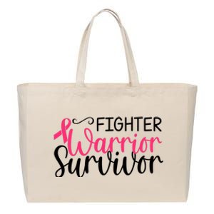 Fighter Warrior Survivor Breast Cancer Cotton Canvas Jumbo Tote