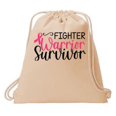 Fighter Warrior Survivor Breast Cancer Drawstring Bag