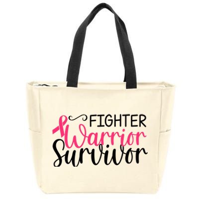 Fighter Warrior Survivor Breast Cancer Zip Tote Bag