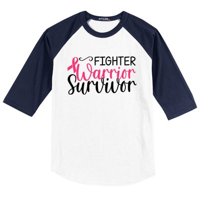 Fighter Warrior Survivor Breast Cancer Baseball Sleeve Shirt