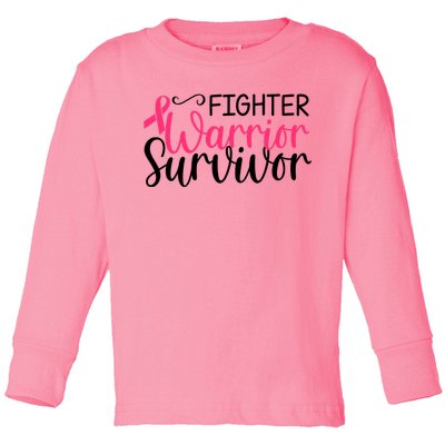 Fighter Warrior Survivor Breast Cancer Toddler Long Sleeve Shirt