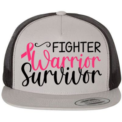 Fighter Warrior Survivor Breast Cancer Flat Bill Trucker Hat