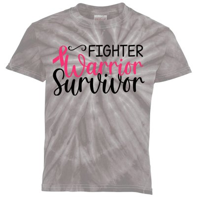 Fighter Warrior Survivor Breast Cancer Kids Tie-Dye T-Shirt