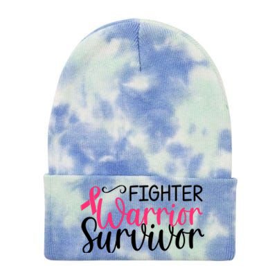 Fighter Warrior Survivor Breast Cancer Tie Dye 12in Knit Beanie