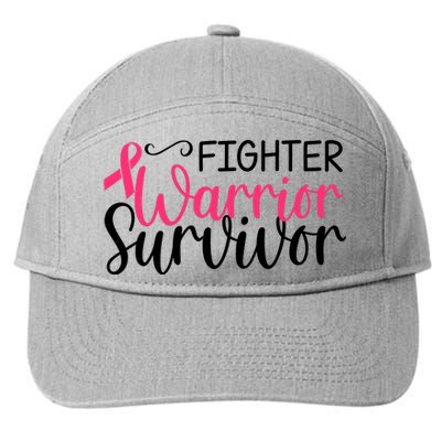 Fighter Warrior Survivor Breast Cancer 7-Panel Snapback Hat