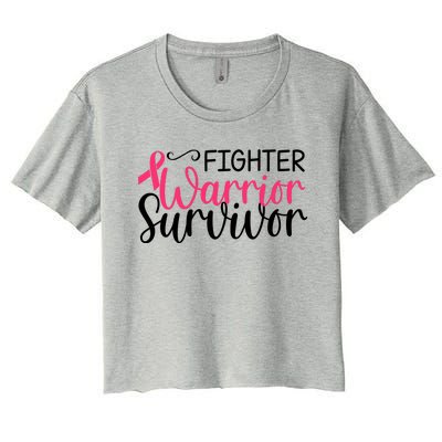 Fighter Warrior Survivor Breast Cancer Women's Crop Top Tee