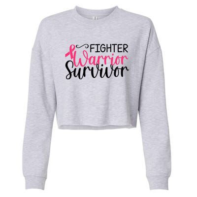 Fighter Warrior Survivor Breast Cancer Cropped Pullover Crew