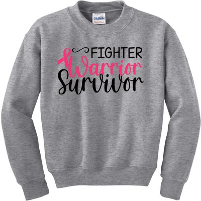 Fighter Warrior Survivor Breast Cancer Kids Sweatshirt