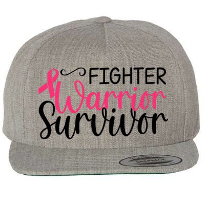 Fighter Warrior Survivor Breast Cancer Wool Snapback Cap