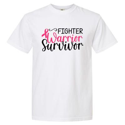 Fighter Warrior Survivor Breast Cancer Garment-Dyed Heavyweight T-Shirt