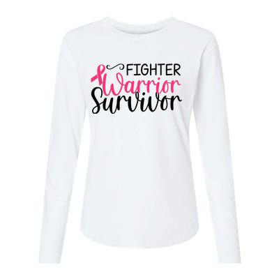 Fighter Warrior Survivor Breast Cancer Womens Cotton Relaxed Long Sleeve T-Shirt