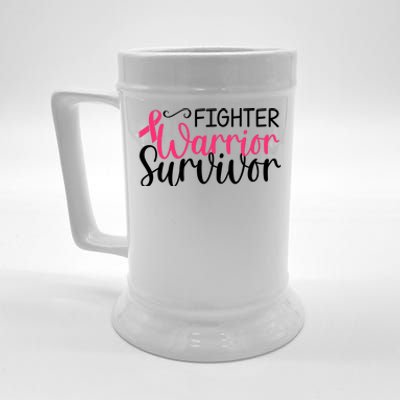 Fighter Warrior Survivor Breast Cancer Beer Stein