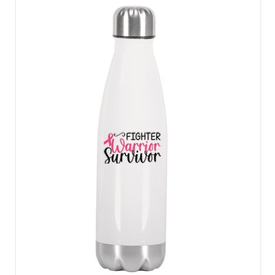 Fighter Warrior Survivor Breast Cancer Stainless Steel Insulated Water Bottle