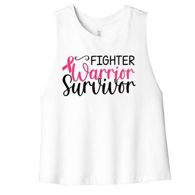 Fighter Warrior Survivor Breast Cancer Women's Racerback Cropped Tank