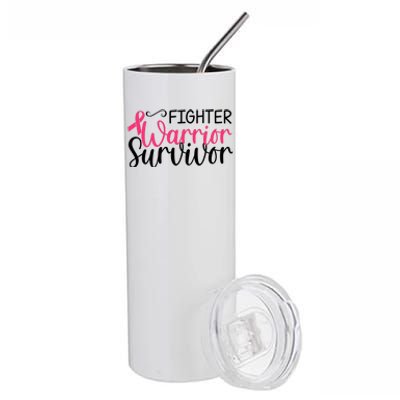 Fighter Warrior Survivor Breast Cancer Stainless Steel Tumbler