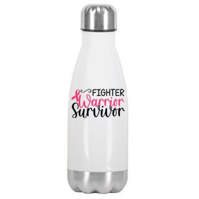 Fighter Warrior Survivor Breast Cancer Stainless Steel Insulated Water Bottle