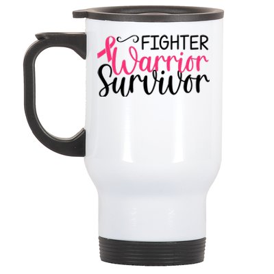 Fighter Warrior Survivor Breast Cancer Stainless Steel Travel Mug