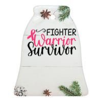 Fighter Warrior Survivor Breast Cancer Ceramic Bell Ornament