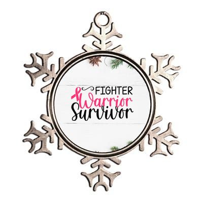 Fighter Warrior Survivor Breast Cancer Metallic Star Ornament