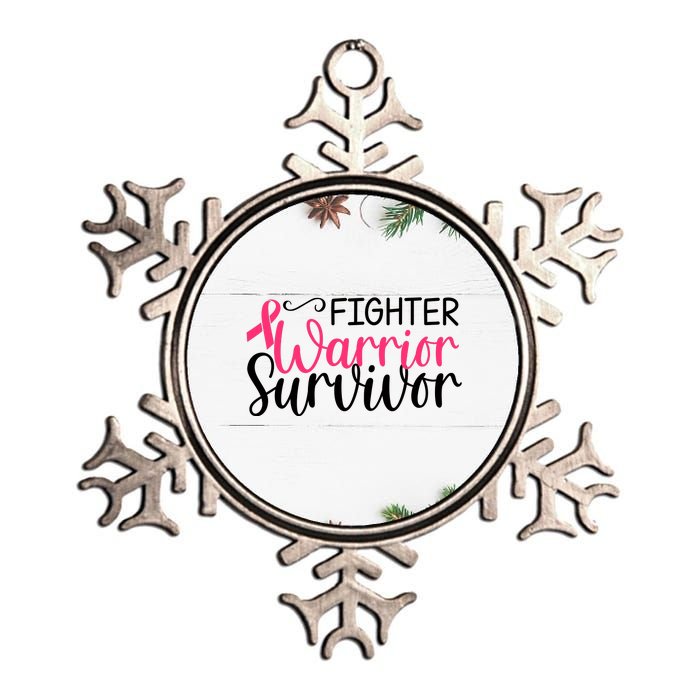 Fighter Warrior Survivor Breast Cancer Metallic Star Ornament