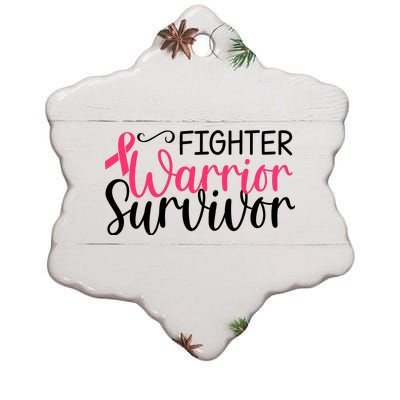 Fighter Warrior Survivor Breast Cancer Ceramic Star Ornament