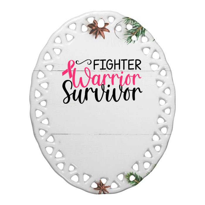 Fighter Warrior Survivor Breast Cancer Ceramic Oval Ornament