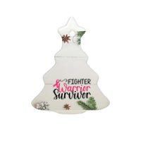 Fighter Warrior Survivor Breast Cancer Ceramic Tree Ornament