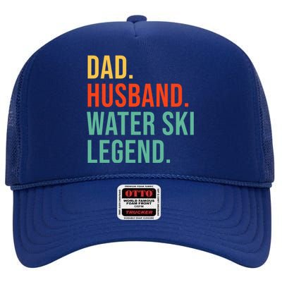 Funny Water Ski Dad Husband Legend Coaching Father's Day Gift High Crown Mesh Back Trucker Hat