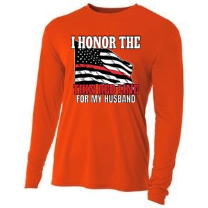 Firefighter Wife Support For Husband Or Wife Gift Cooling Performance Long Sleeve Crew